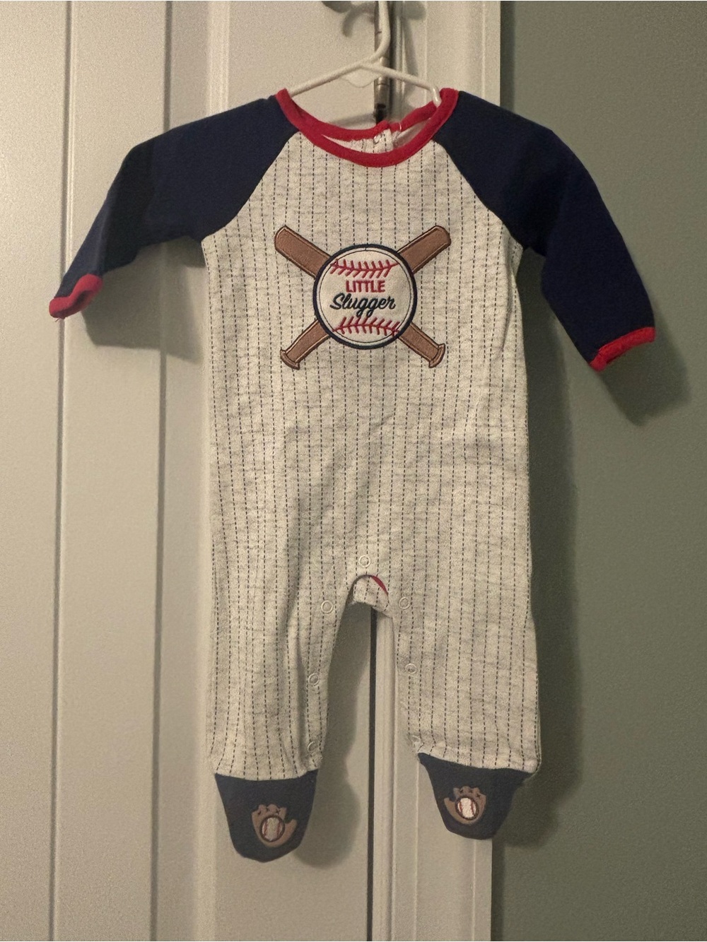 Baby Starters Navy, Cream & Red 'Little Slugger' Footed One-Piece